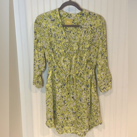 Anthropologie Maeve Yellow & Blue Floral Spring Short Dress- Size Small P - Picture 3 of 6